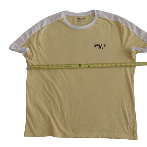Calvin Klein Jeans Mens Yellow Tee W/ White Mesh Accents XXL Short Sleeve Casual - Picture 6 of 11
